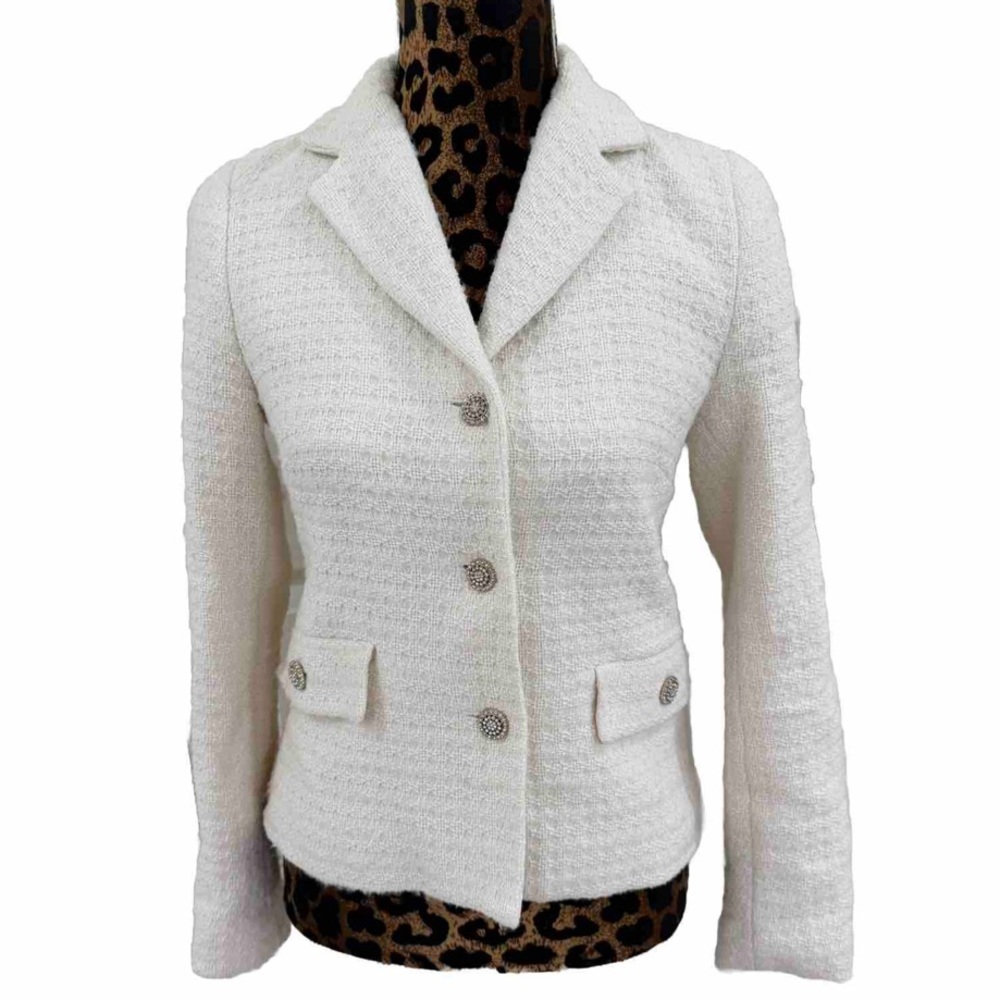 Zara Woman’s Textured Jewel Button Blazer Size S Career Quiet Luxury